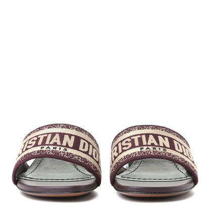 Christian Dior Cotton Embroidered Dway 50mm Slide Sandals 35.5 Deep Amaranth 2 of 6