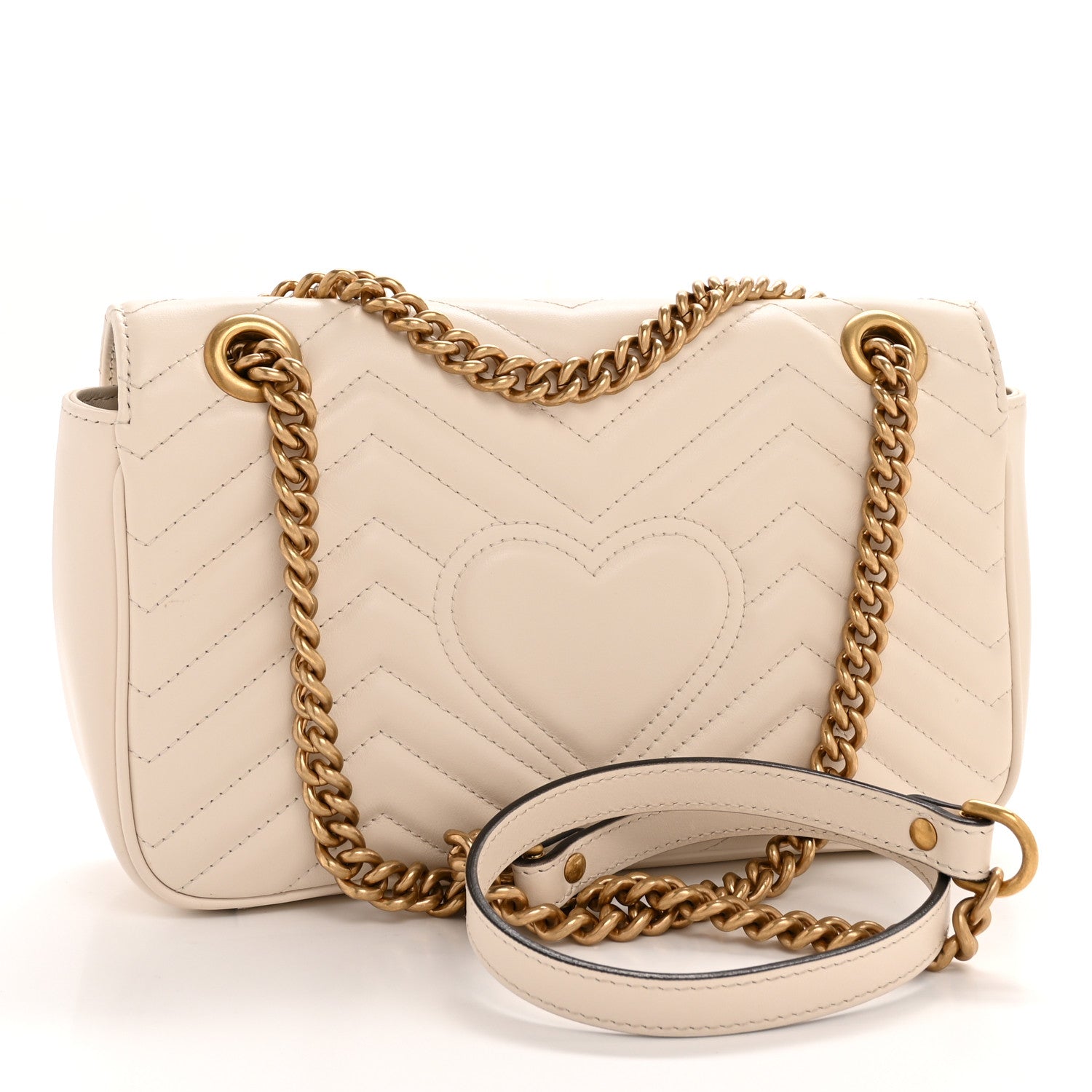Gucci Calfskin Matelasse Small GG Marmont Shoulder Bag White 3 of 14