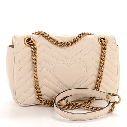 Gucci Calfskin Matelasse Small GG Marmont Shoulder Bag White 3 of 14