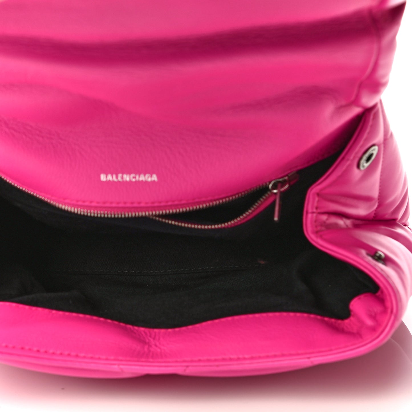 Nappa Calfskin Quilted Touch B Puffy Clutch Fuchsia