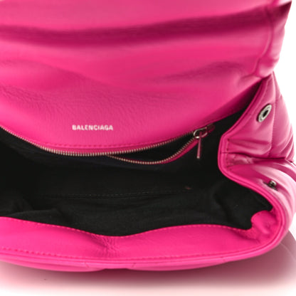 Balenciaga Nappa Calfskin Quilted Touch B Puffy Clutch Fuchsia 5 of 15