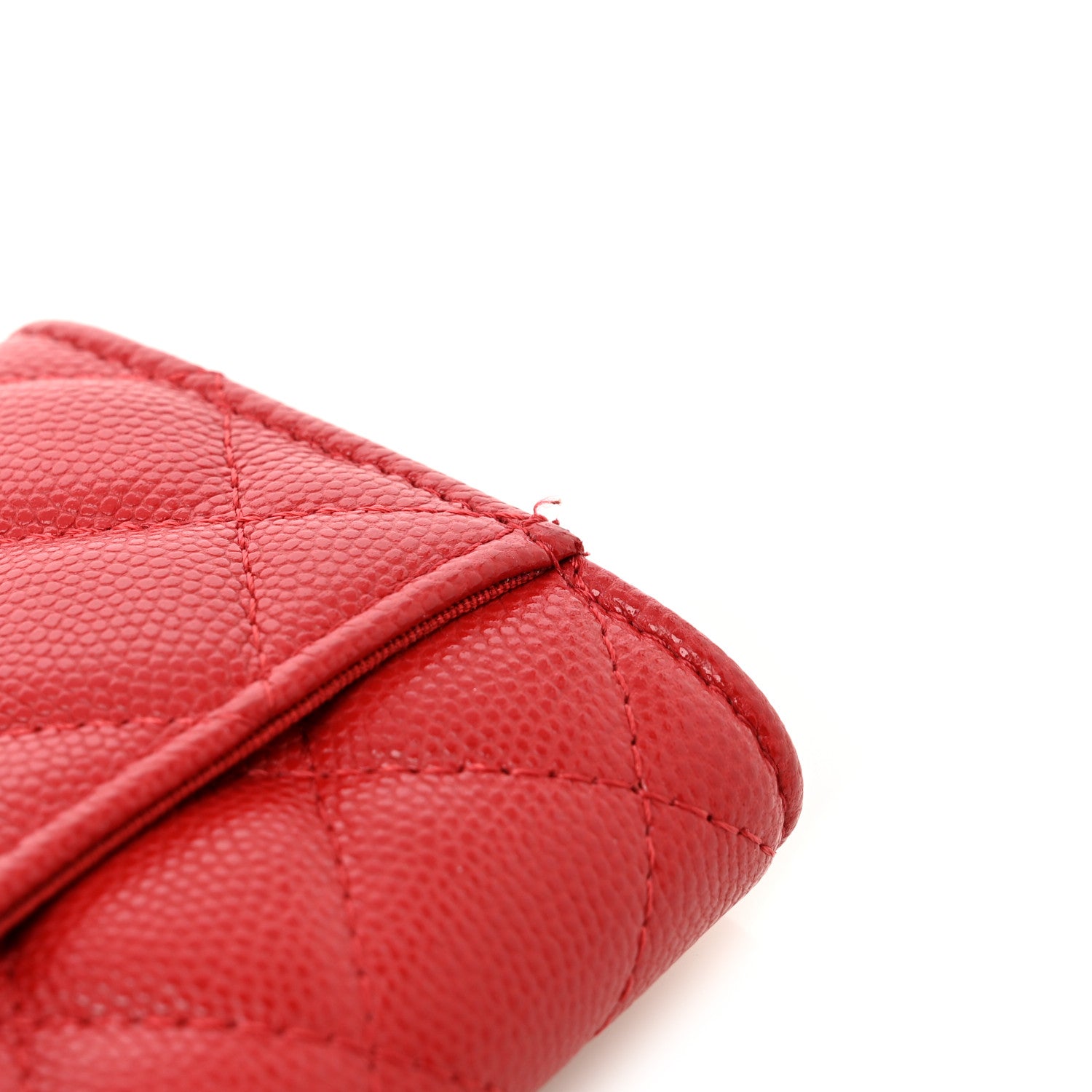 Chanel Caviar Quilted Flap Card Holder Wallet Red 8 of 9