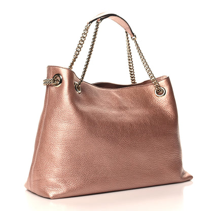 Gucci Metallic Pebbled Calfskin Medium Soho Chain Shoulder Bag Pink 3 of 11