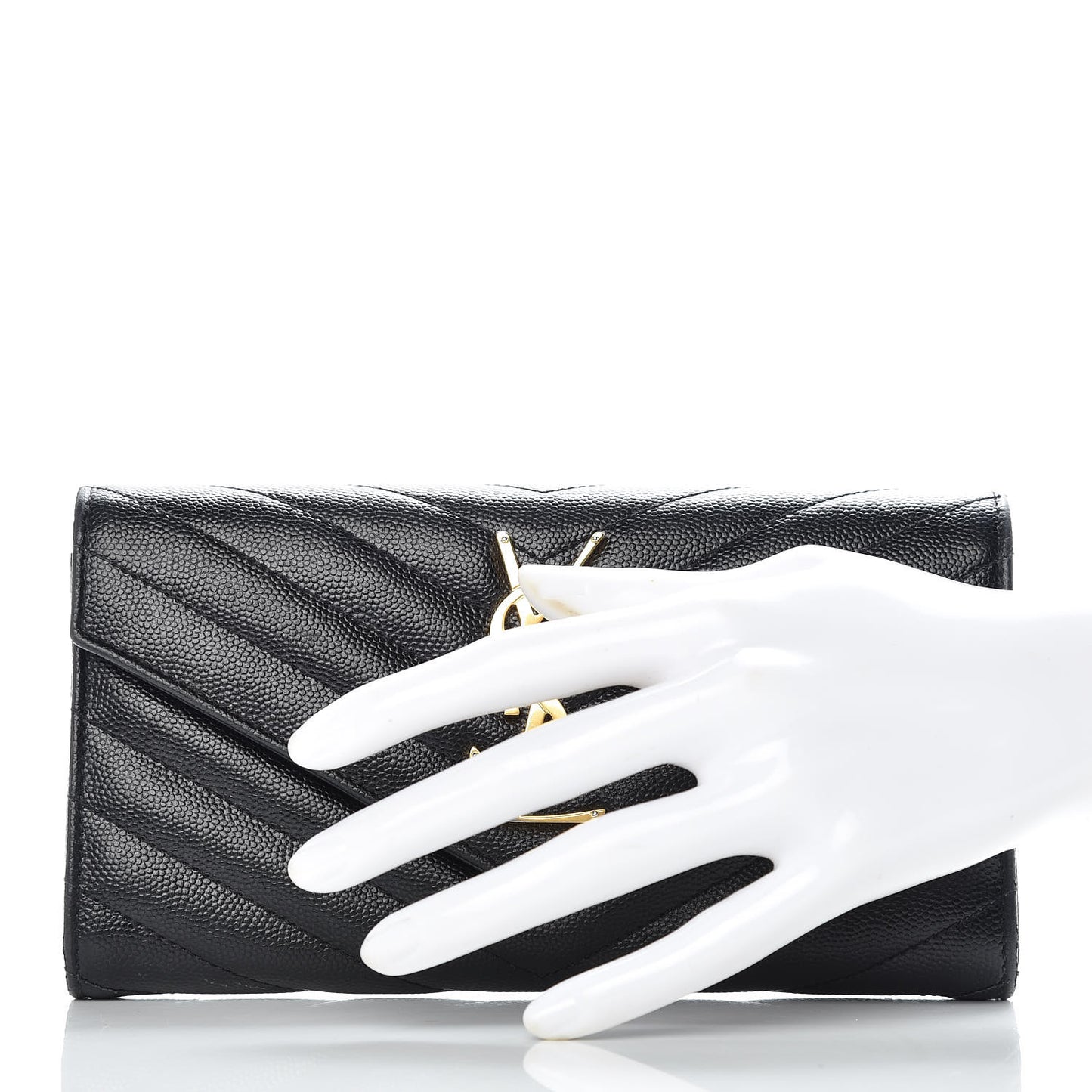 Grain De Poudre Matelasse Chevron Monogram Flap Wallet Black
