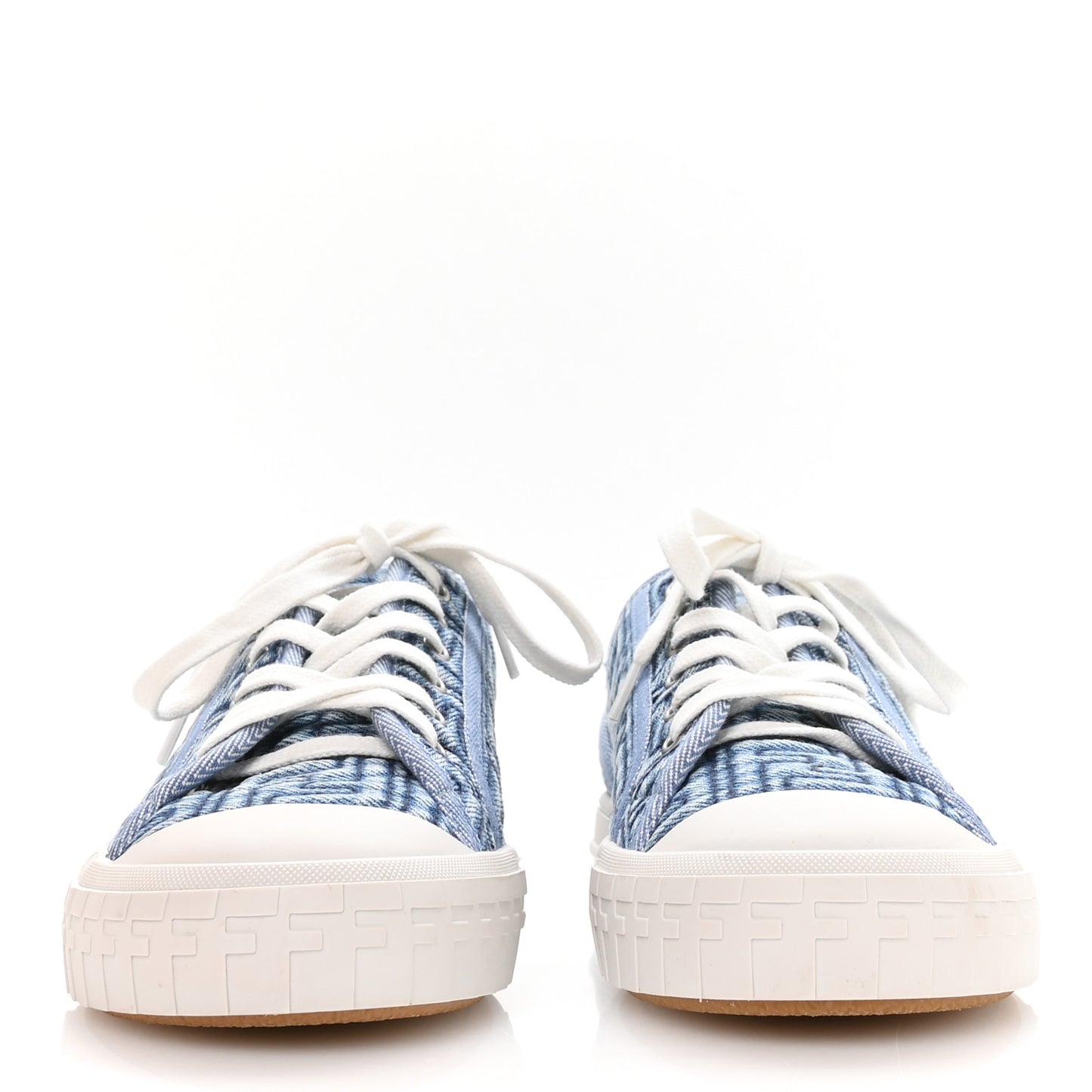 Denim Jacquard FF Matelasse Womens Domino Low Top Sneakers 37.5 Blue Navy