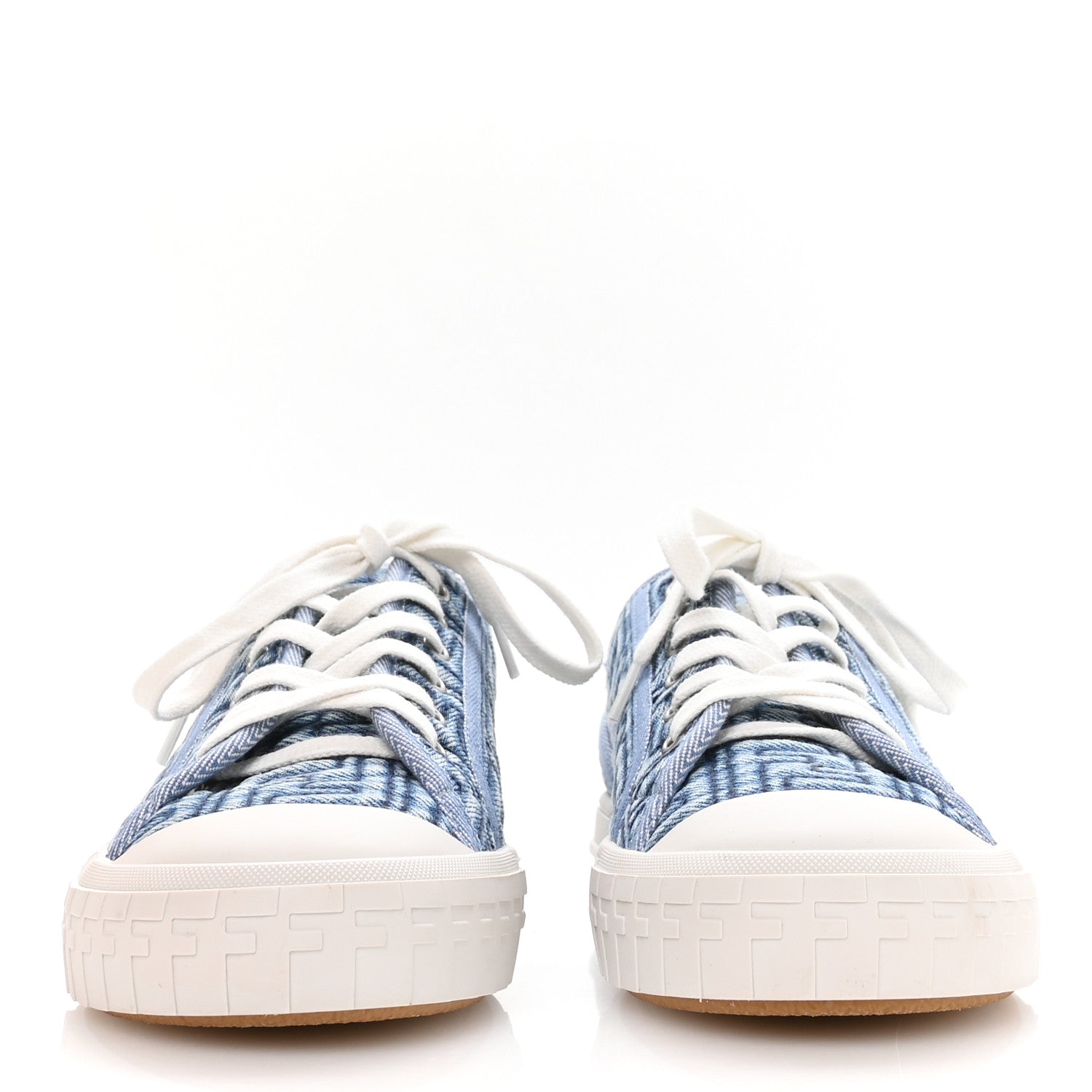 Fendi Denim Jacquard FF Matelasse Womens Domino Low Top Sneakers 37.5 Blue Navy 3 of 9