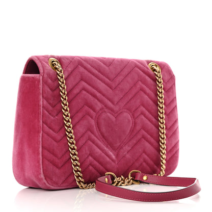 Gucci Velvet Matelasse Blind for Love Embroidered Medium GG Marmont Shoulder Bag Light Raspberry Rose Multicolor 3 of 17