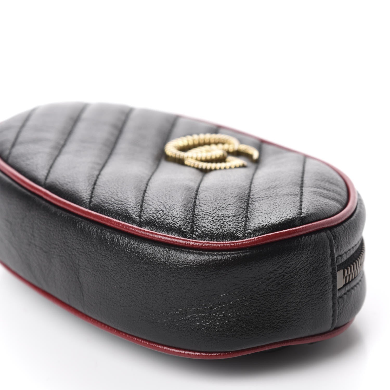Gucci Azalea Calfskin Matelasse Diagonal Torchon GG Marmont Belt Bag 75 30 Black Romantic Cerise 7 of 11