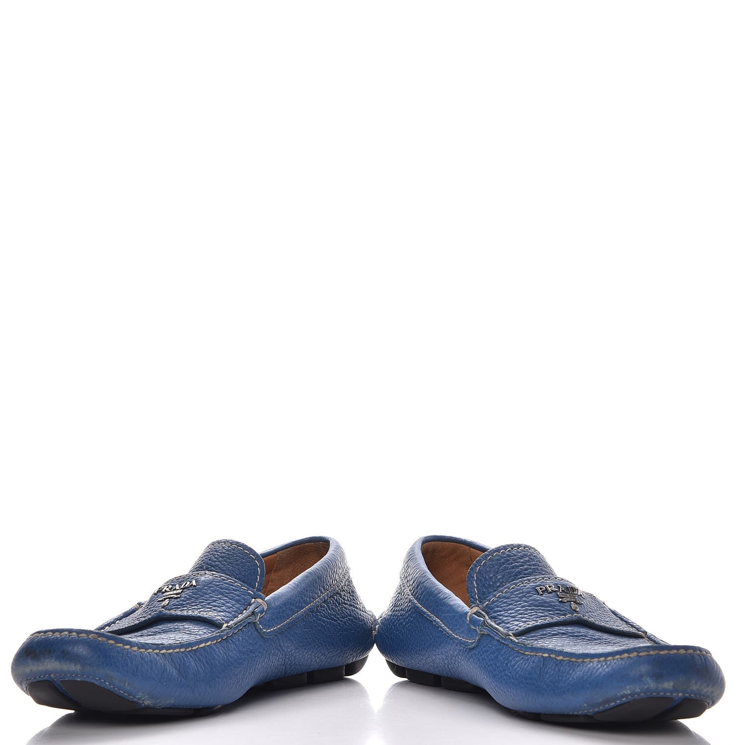 Prada Vitello Daino Loafers 8 Cobalto 5 of 15