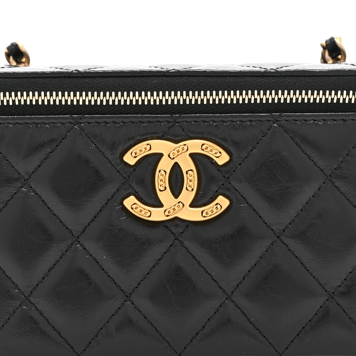 Chanel Shiny Lambskin Quilted Small Vanity Case With Chain Black 9 of 11