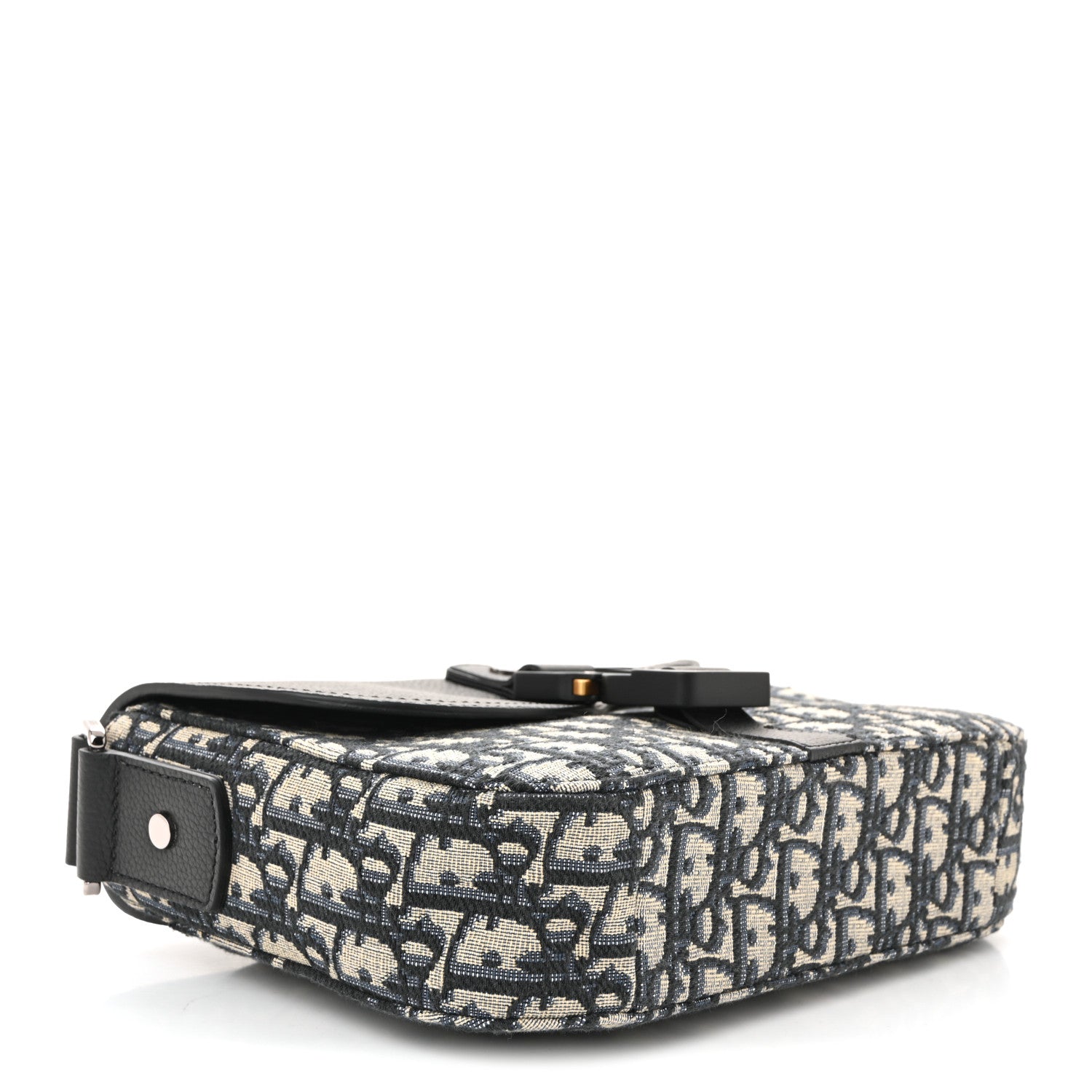 Christian Dior Oblique Jacquard Grained Calfskin Small Saddle Messenger Bag Beige Black 4 of 10