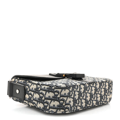 Christian Dior Oblique Jacquard Grained Calfskin Small Saddle Messenger Bag Beige Black 4 of 10