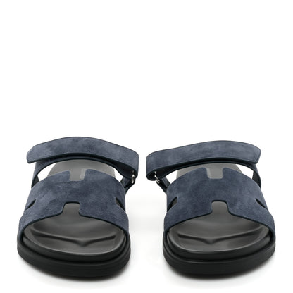 Hermes Suede Goatskin Mens Chypre Sandals 43.5 Bleu Celeste 2 of 9