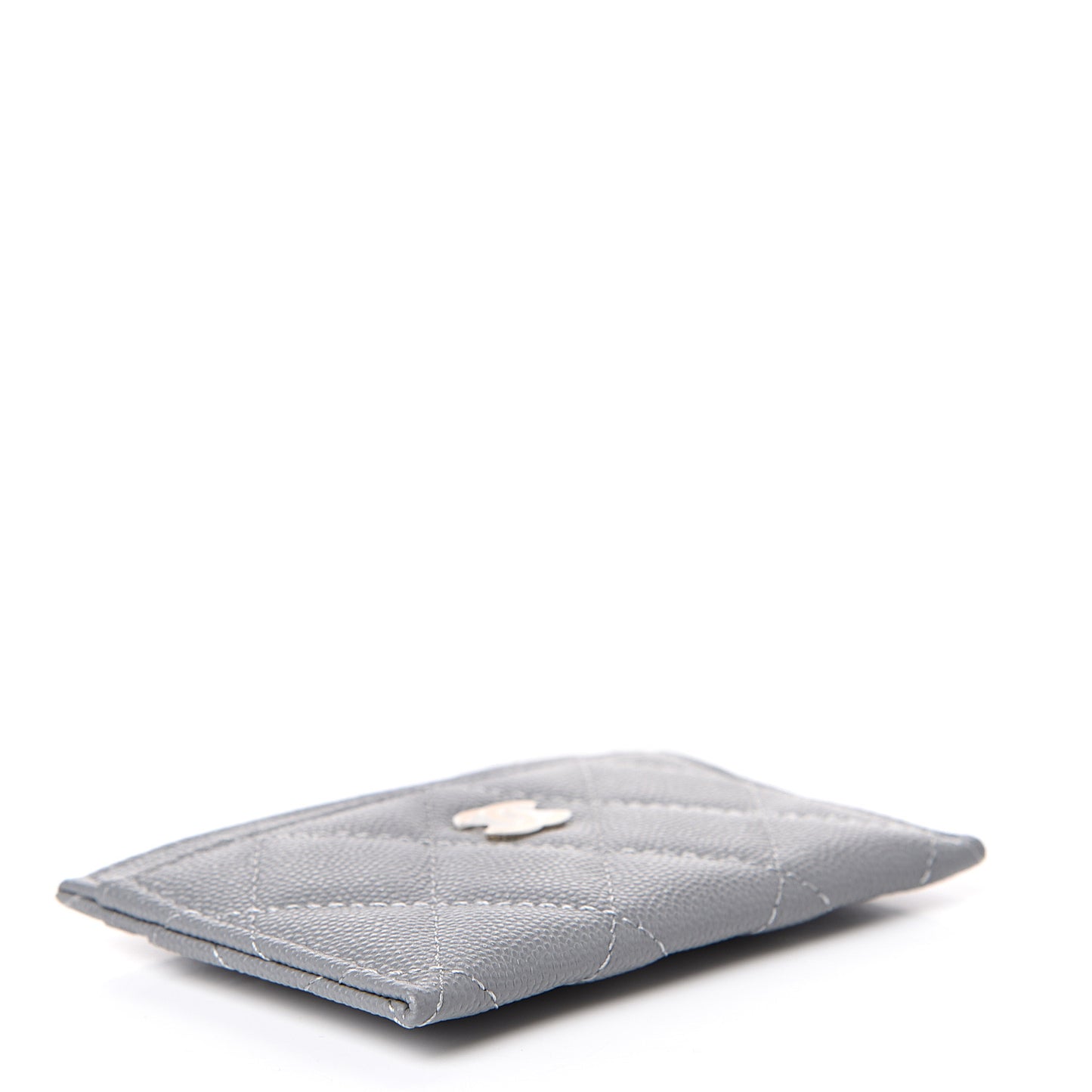 Caviar Quilted Card Holder Grey