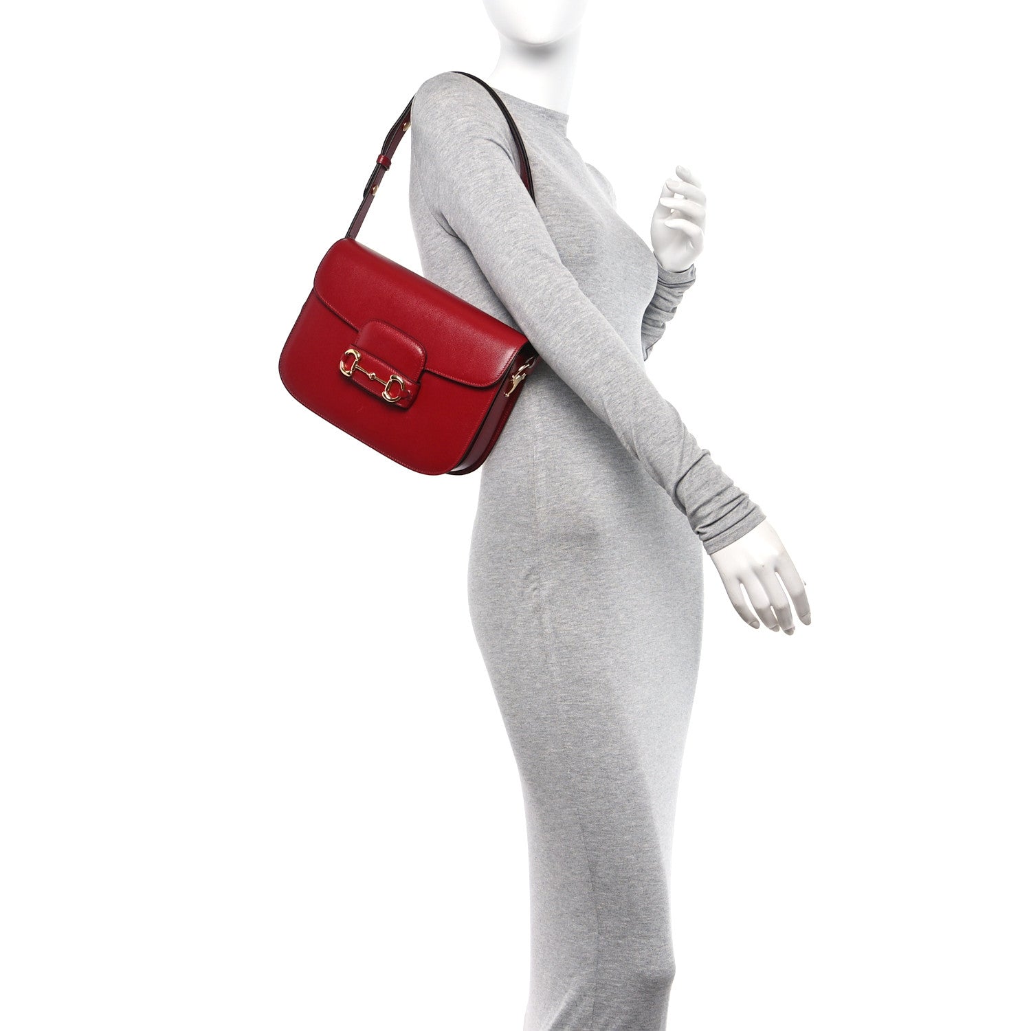 Gucci Azalea Calfskin Horsebit 1955 Shoulder Bag New Cherry Red