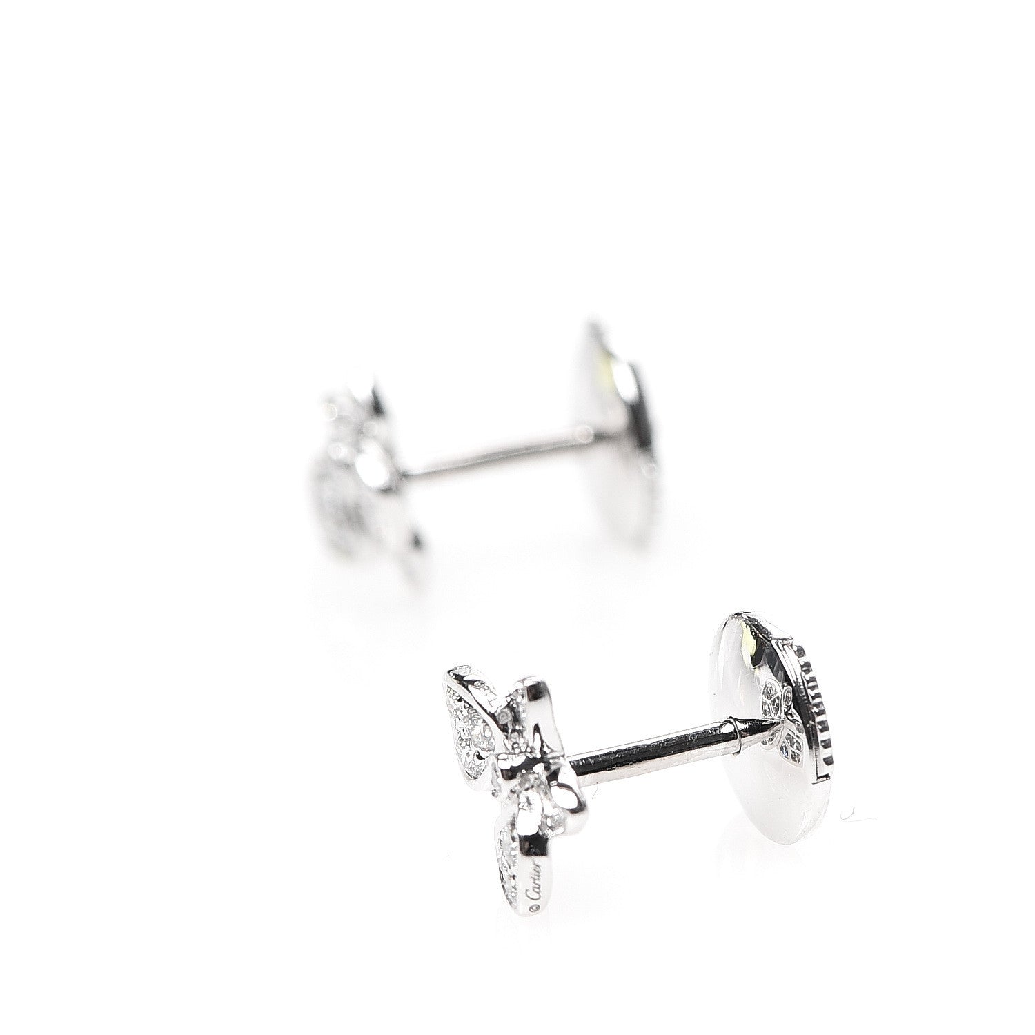 Cartier 18K White Gold Diamond Caresse D'Orchidees Par Earrings 3 of 4