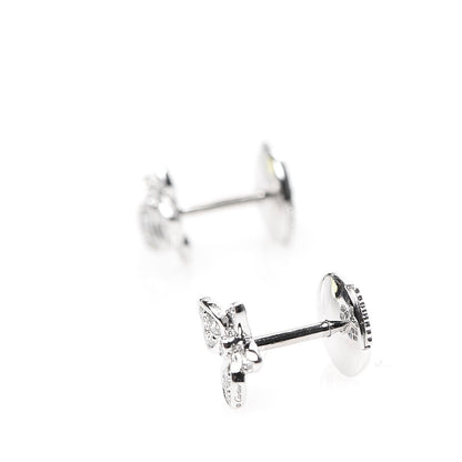 Cartier 18K White Gold Diamond Caresse D'Orchidees Par Earrings 3 of 4