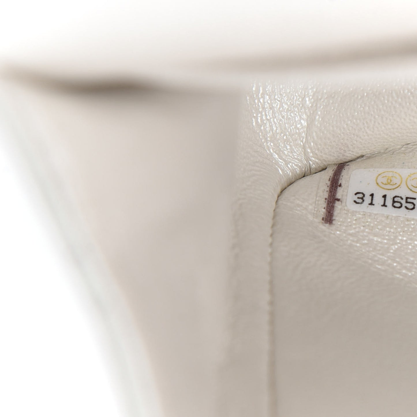 Iridescent Calfskin Quilted Medium Double Flap Ivory