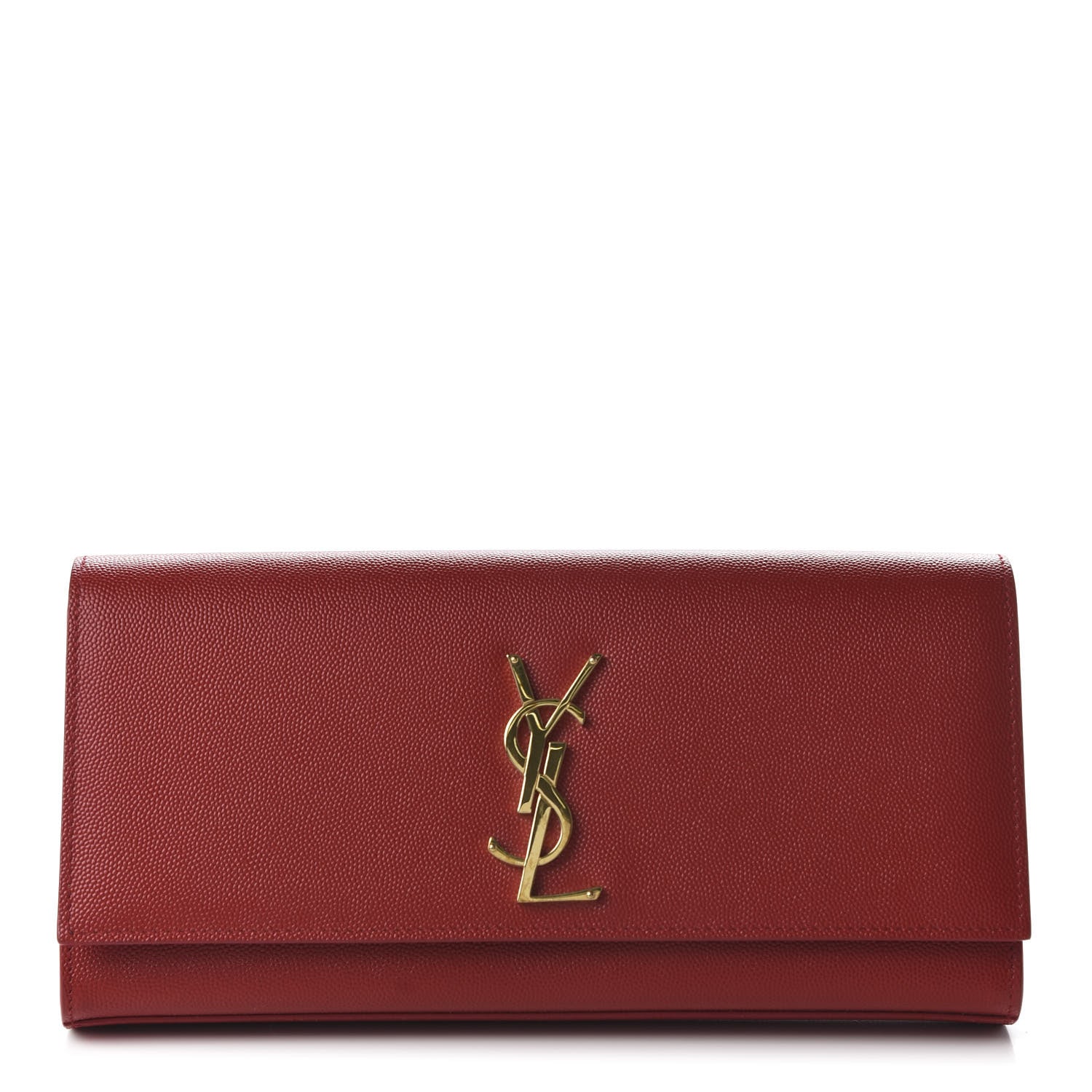 Saint Laurent Grain De Poudre Classic Monogram Cassandre Clutch New Red 1 of 9