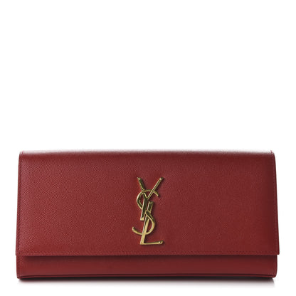 Saint Laurent Grain De Poudre Classic Monogram Cassandre Clutch New Red 1 of 9