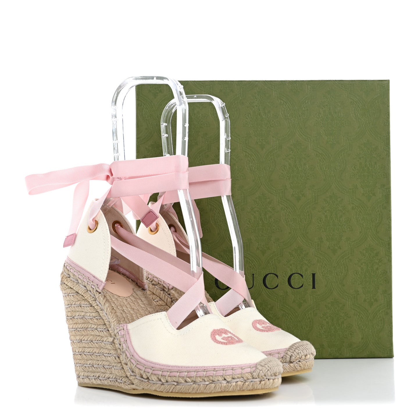 Canvas Grossgrain Embroidered Judit Ankle Wrap Platform 35/120mm Espadrille Wedges 37 White Shell