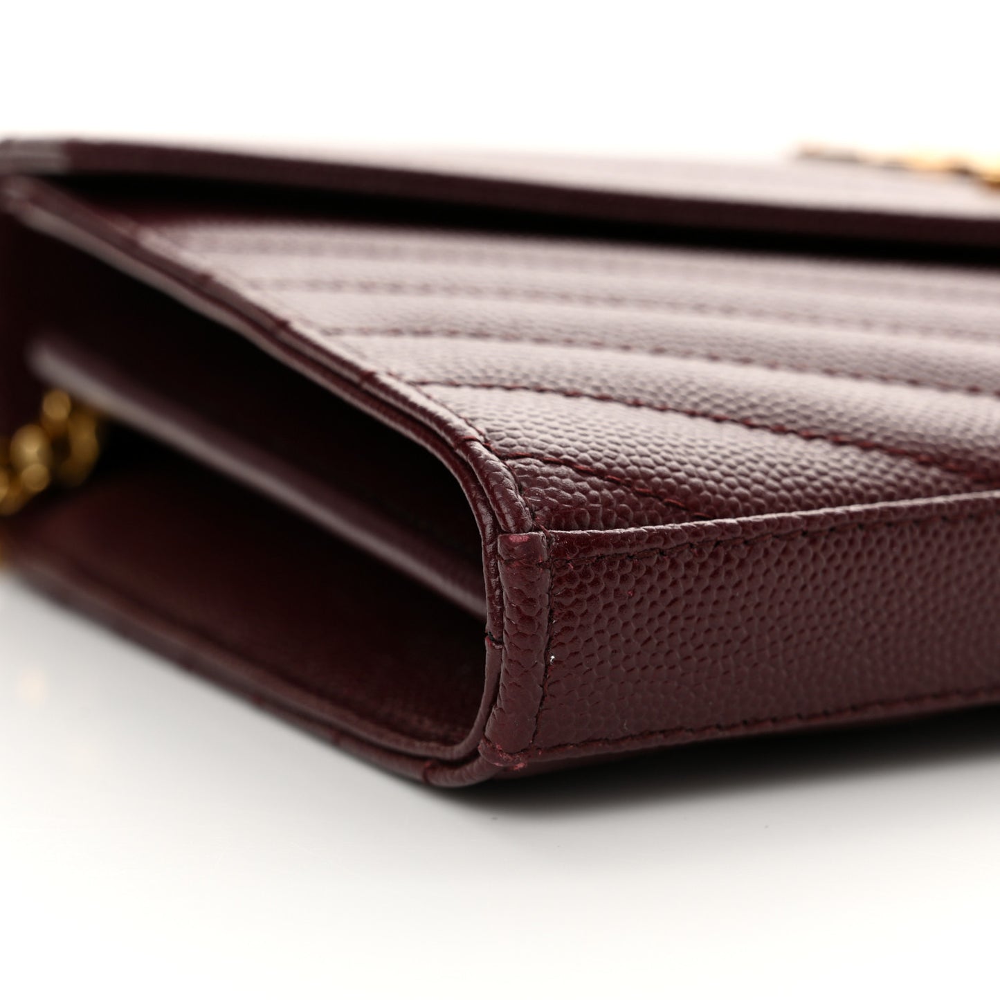 Grain De Poudre Matelasse Chevron Monogram Chain Wallet Rouge Legion