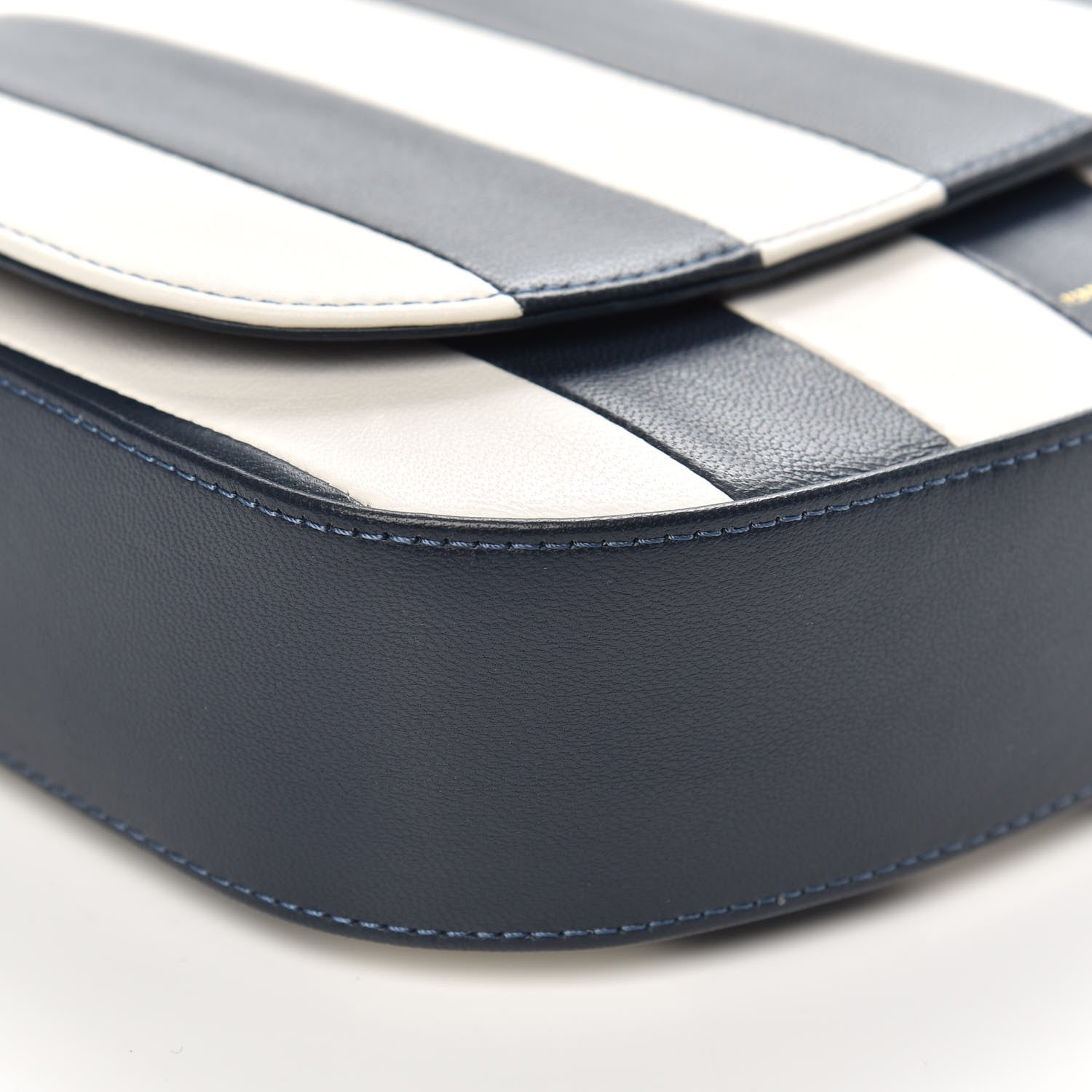 Mansur Gavriel Lambskin Stripe Flap Crossbody Bag Navy White 7 of 10
