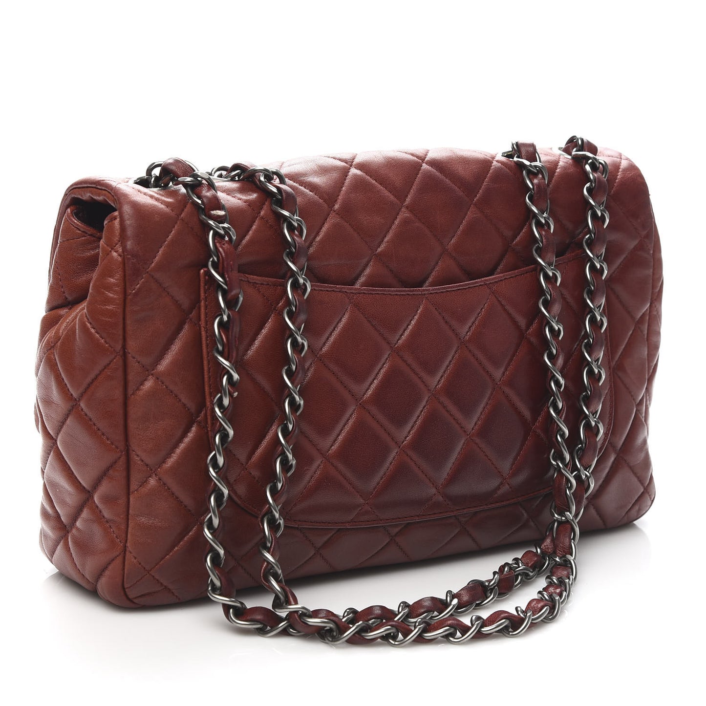 Lambskin Quilted Jumbo Single Flap Dark Red