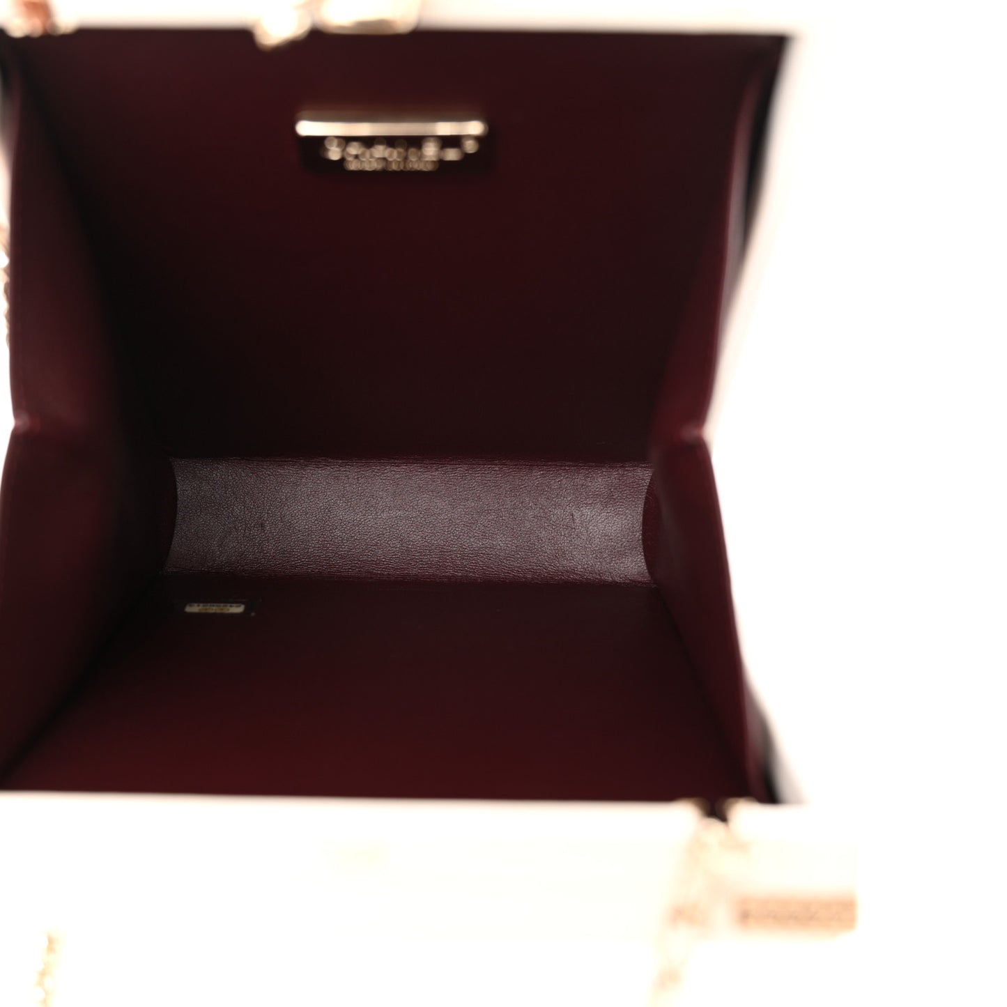 Lambskin Room Card Minaudiere Evening Bag White Gold