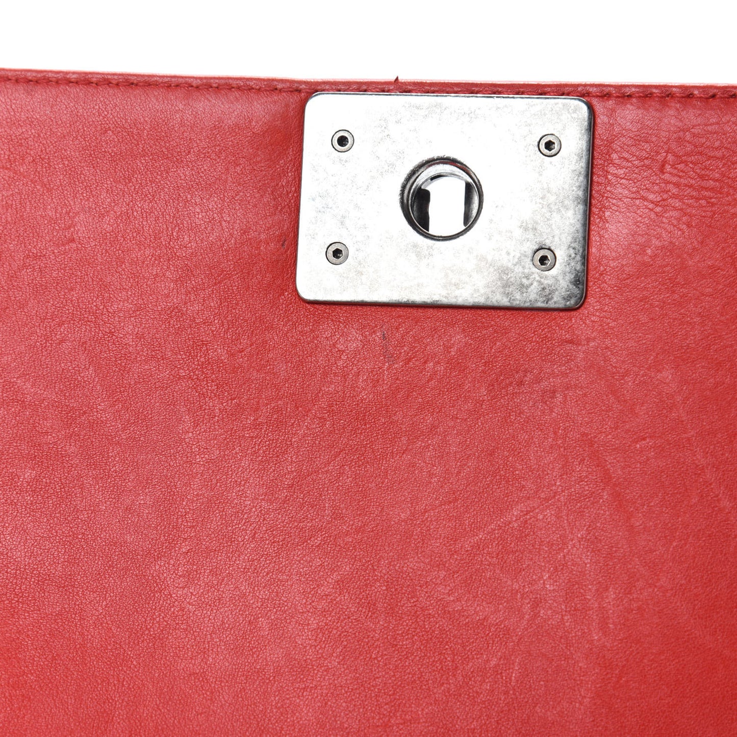 Calfskin Quilted Double Stitch Medium Boy Flap Red