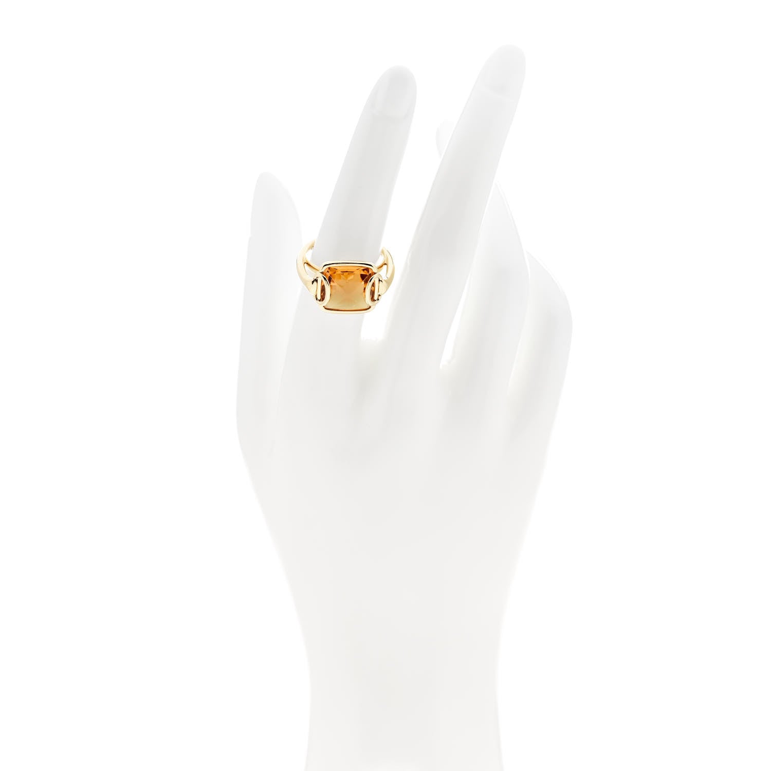Hermes 18K Yellow Gold Citrine Nausicaa Ring 53 6.5 2 of 8