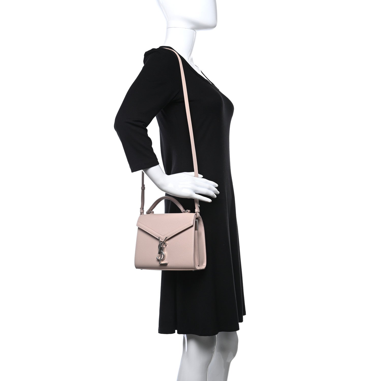 Saint Laurent Grain de Poudre Mini Classic Monogram Cassandra Top Handle Marble Pink 2 of 10