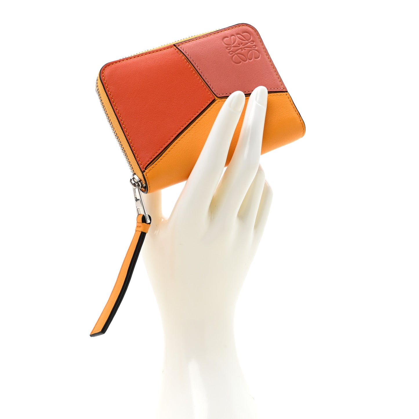 Calfskin Puzzle Zip Around Wallet Yellow Multicolor