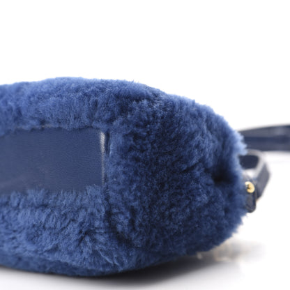 Fendi Shearling Shiny Nappa Micro Peekaboo Iconic Satchel Blue 8 of 11