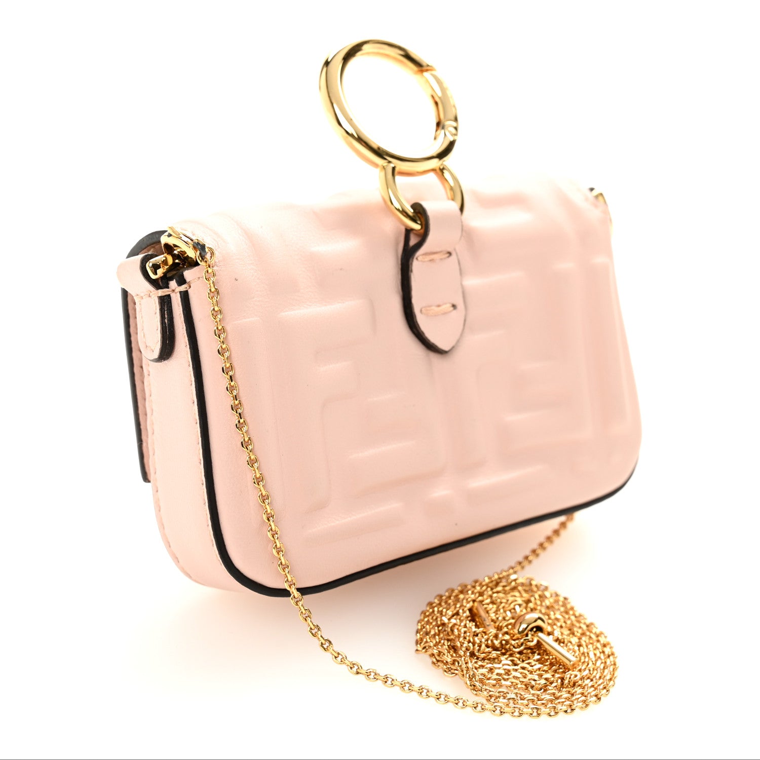 Fendi Nappa Matisse FF Embossed Nano Baguette Charm Rosa Quarzo 2 of 9