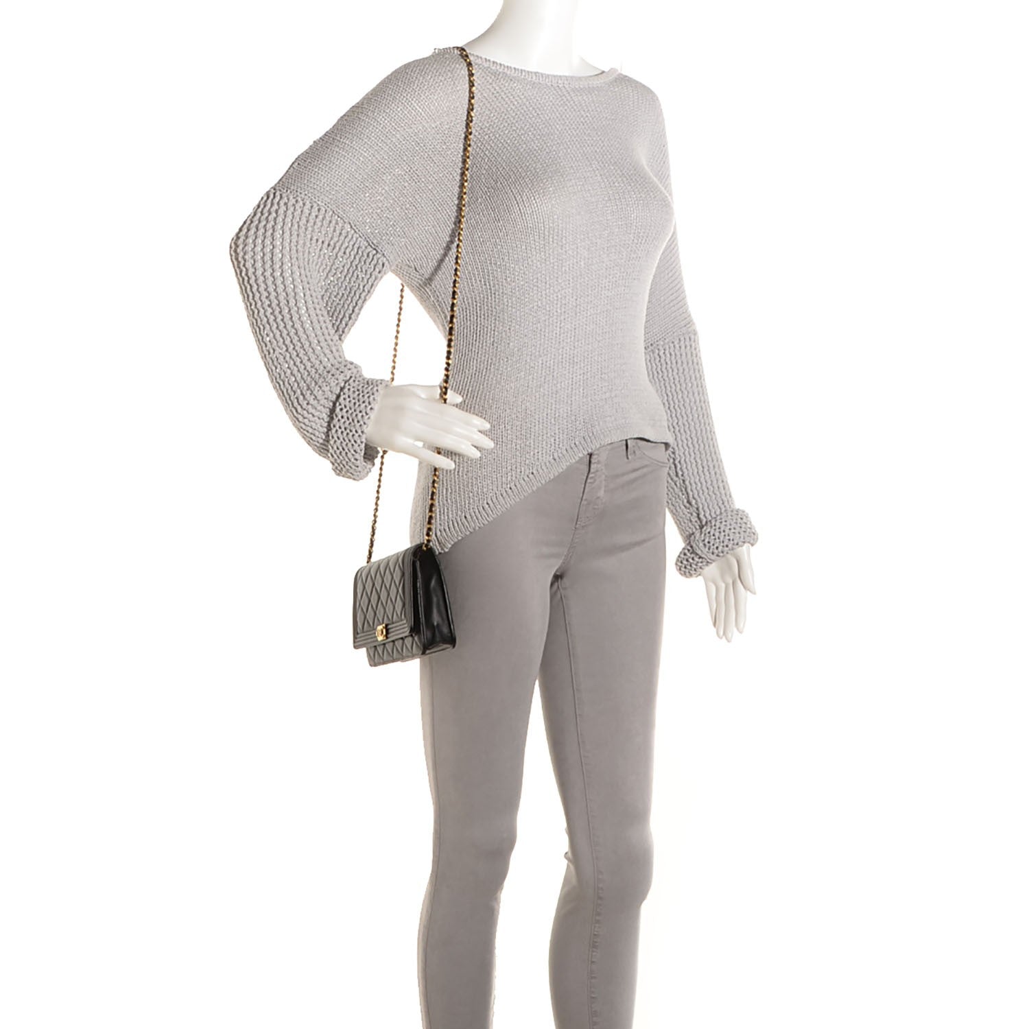 Chanel Lambskin Quilted Boy Wallet On Chain WOC Black 2 of 9