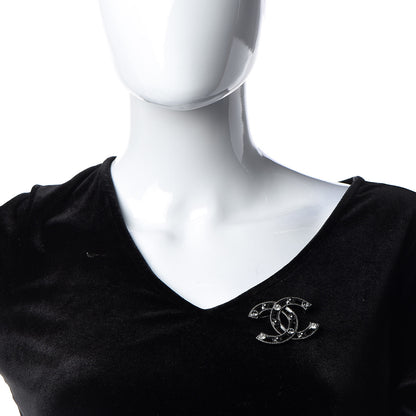 Chanel Ruthenium Pearl Crystal CC Brooch Silver 2 of 4
