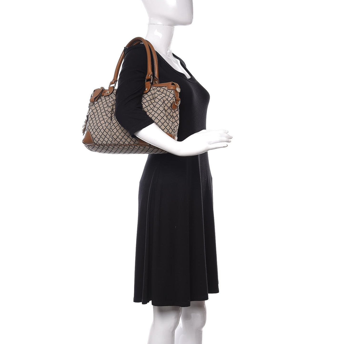 Diamante Medium Sukey Top Handle Bag Beige Brown