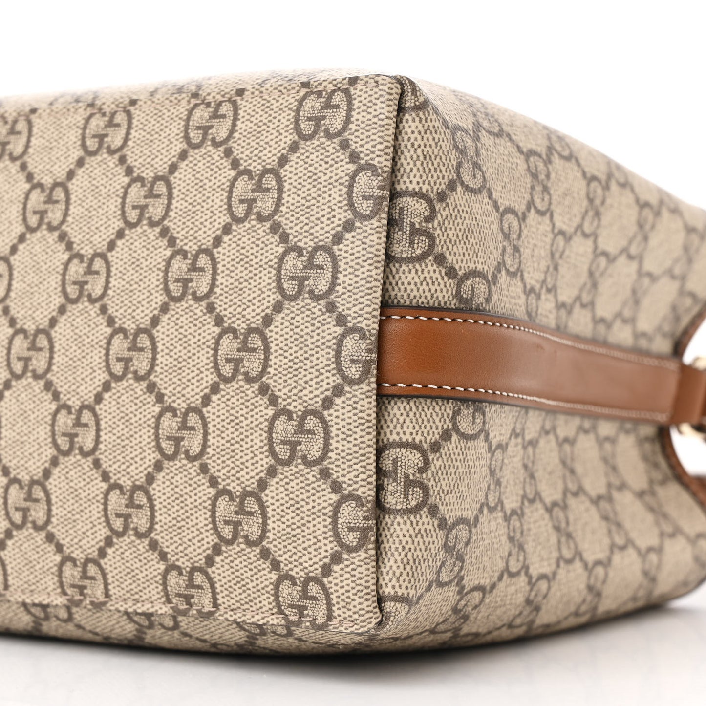 GG Supreme Monogram Emblem Medium Tote Bag Beige Dark Brown