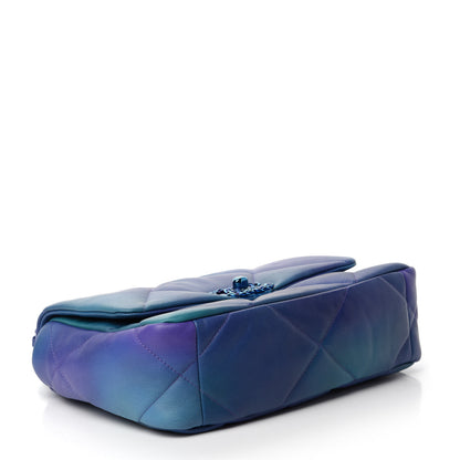 Chanel Tie Dye Calfskin Quilted Medium Chanel 19 Flap Blue Purple 4 of 10