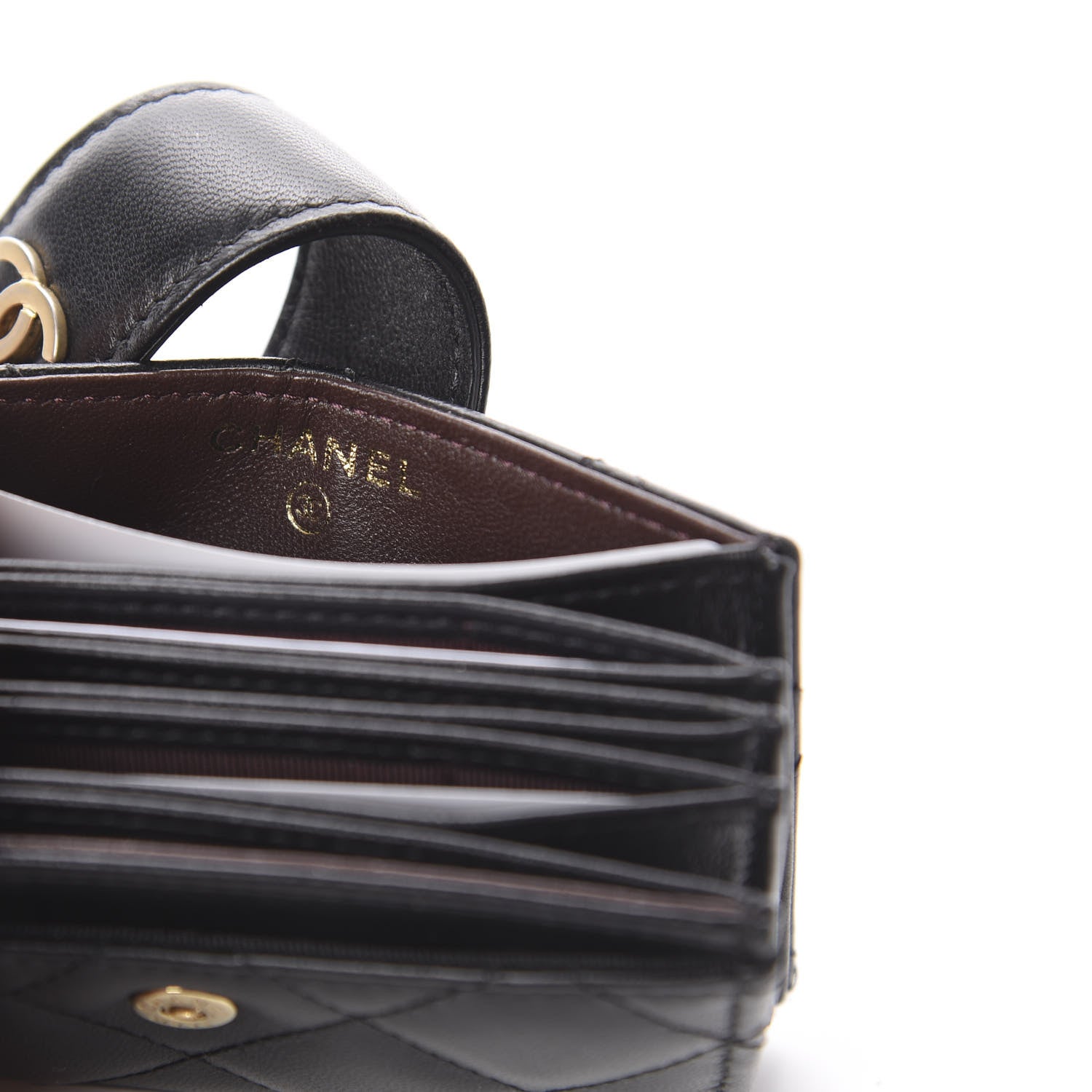 Chanel Lambskin Quilted Gusseted Card Holder Black 5 of 7