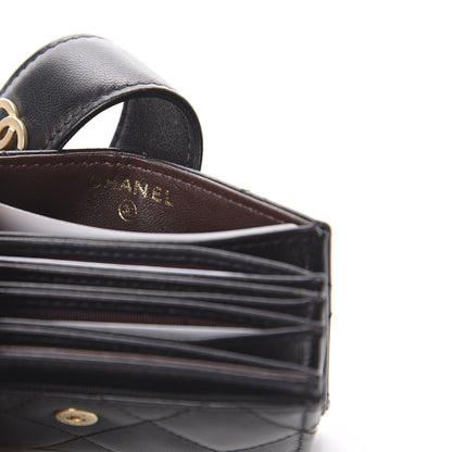 Chanel Lambskin Quilted Gusseted Card Holder Black 5 of 7
