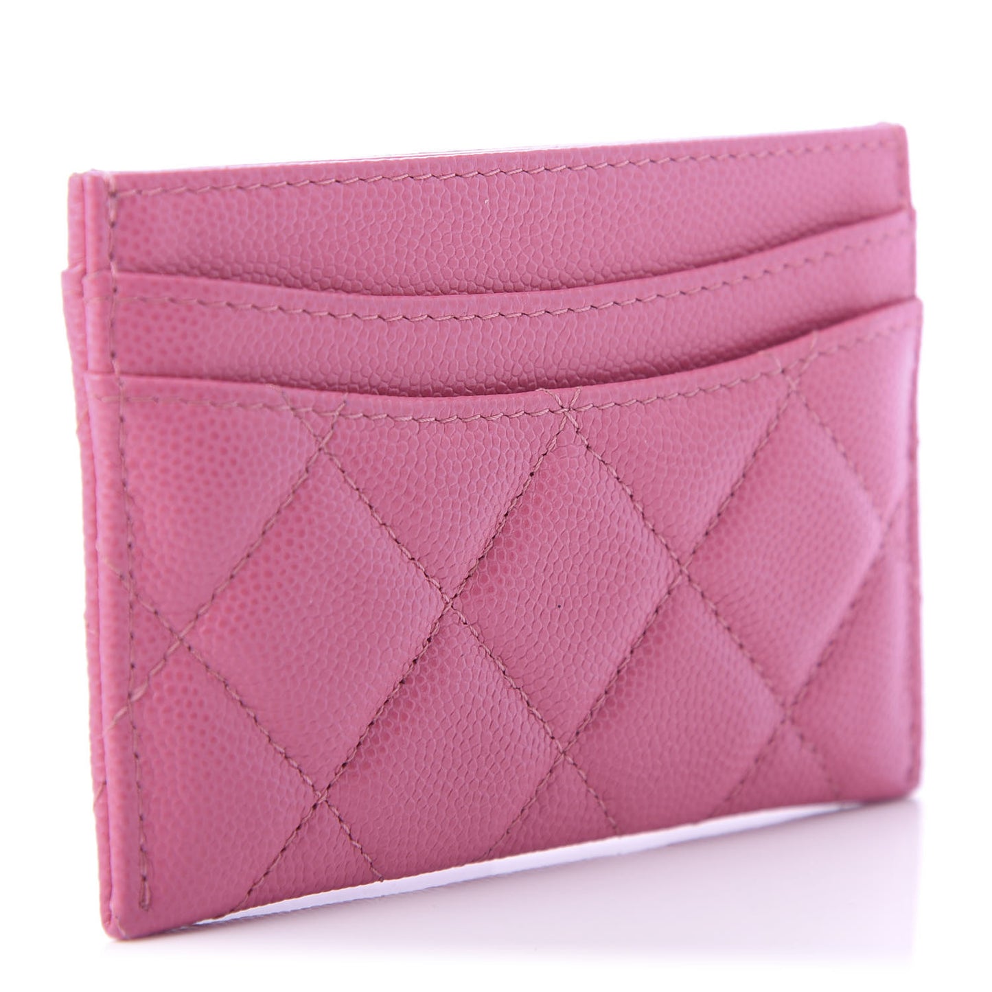 Shiny Caviar Quilted Card Holder Pink
