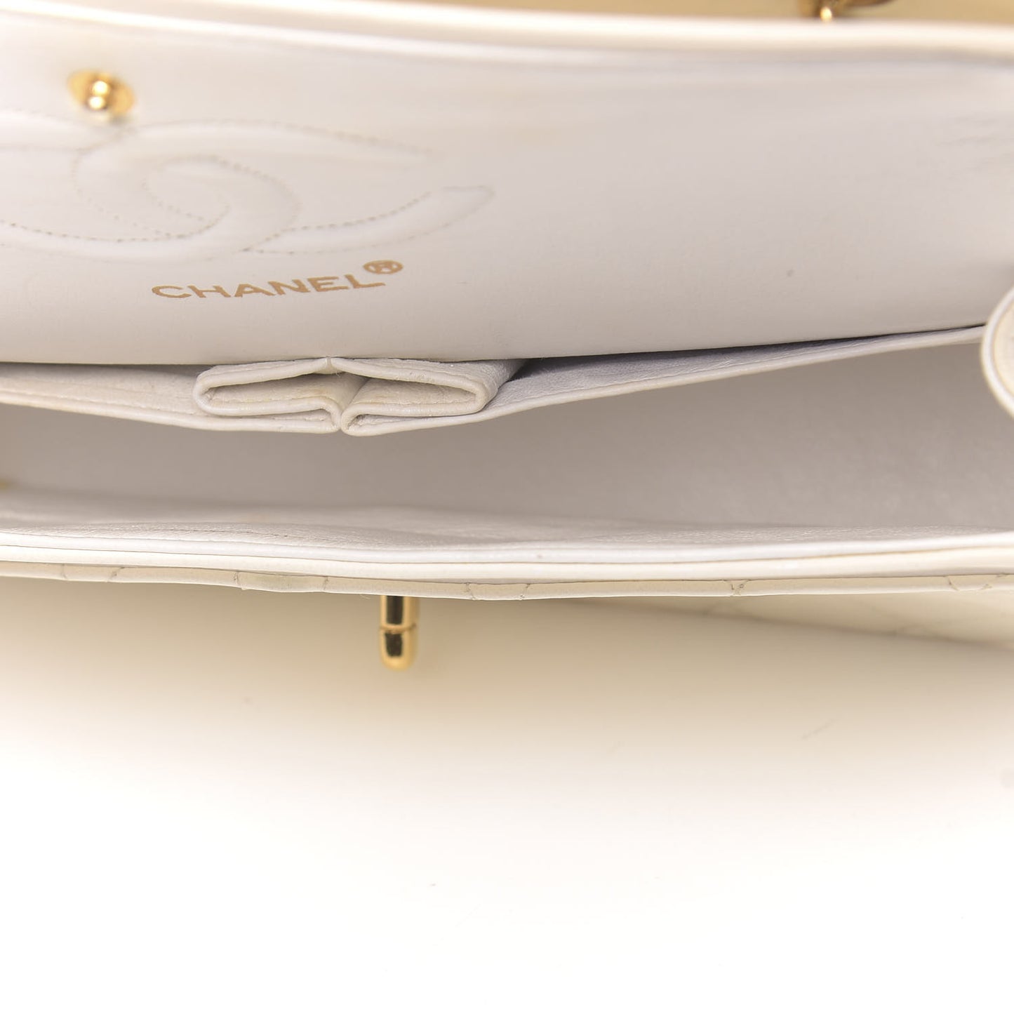 Lambskin Quilted Medium Double Flap White