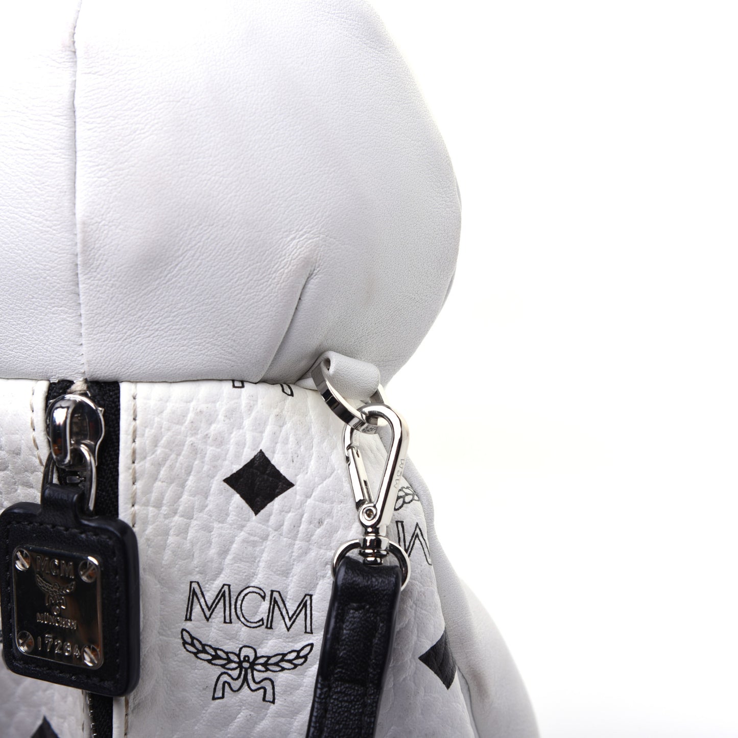 Calfskin Visetos Rabbit Zoo Doll Crossbody White