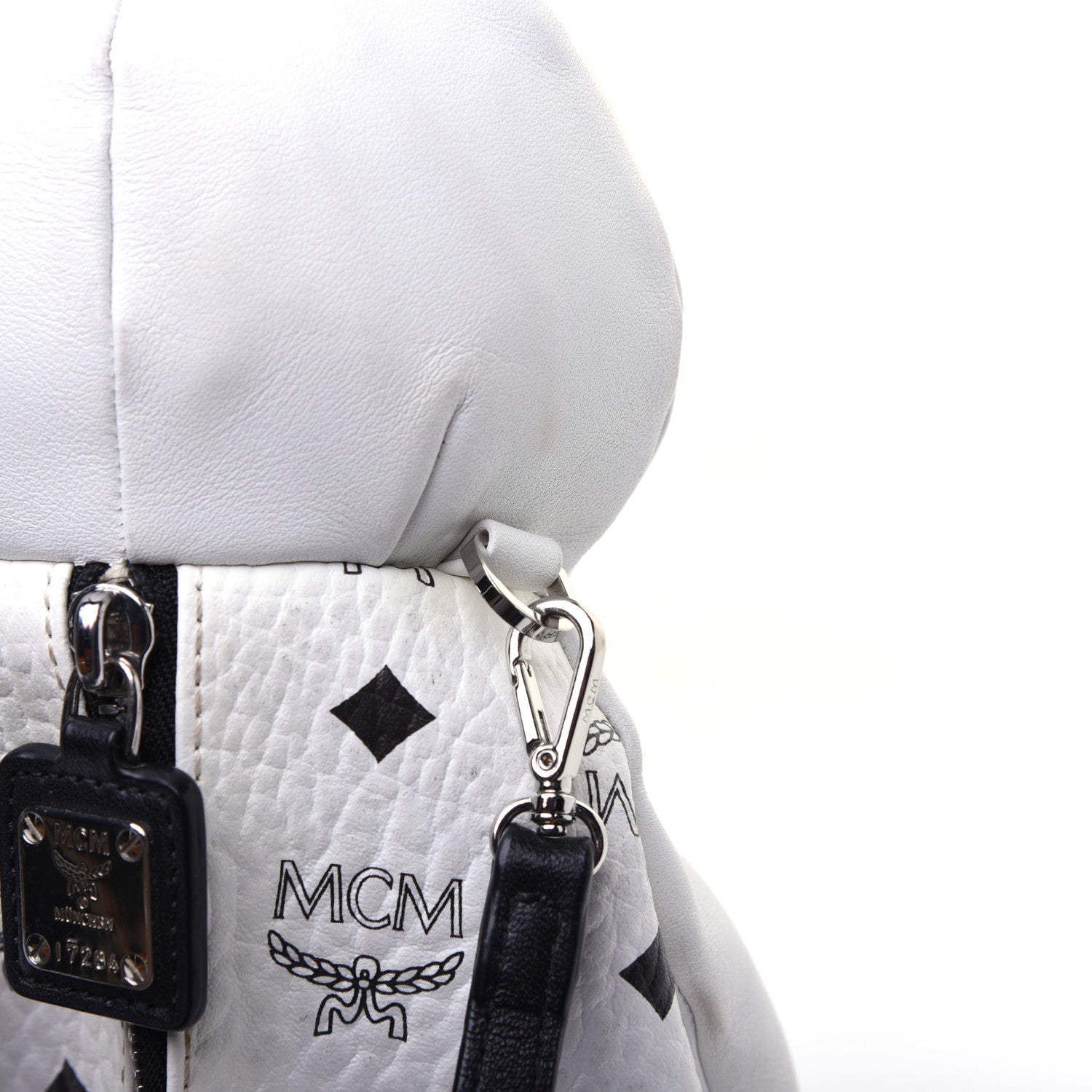 MCM Calfskin Visetos Rabbit Zoo Doll Crossbody White 19 of 20