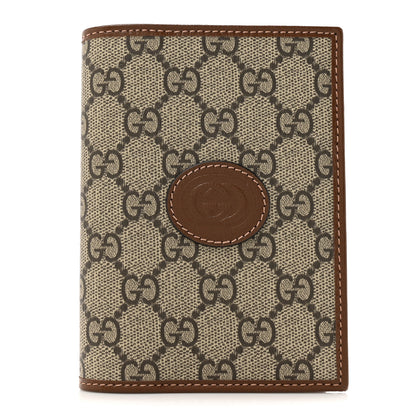 Gucci GG Supreme Monogram Azalea Calfskin Retro Interlocking G Passport Case Beige Ebony Brown Sugar 1 of 8