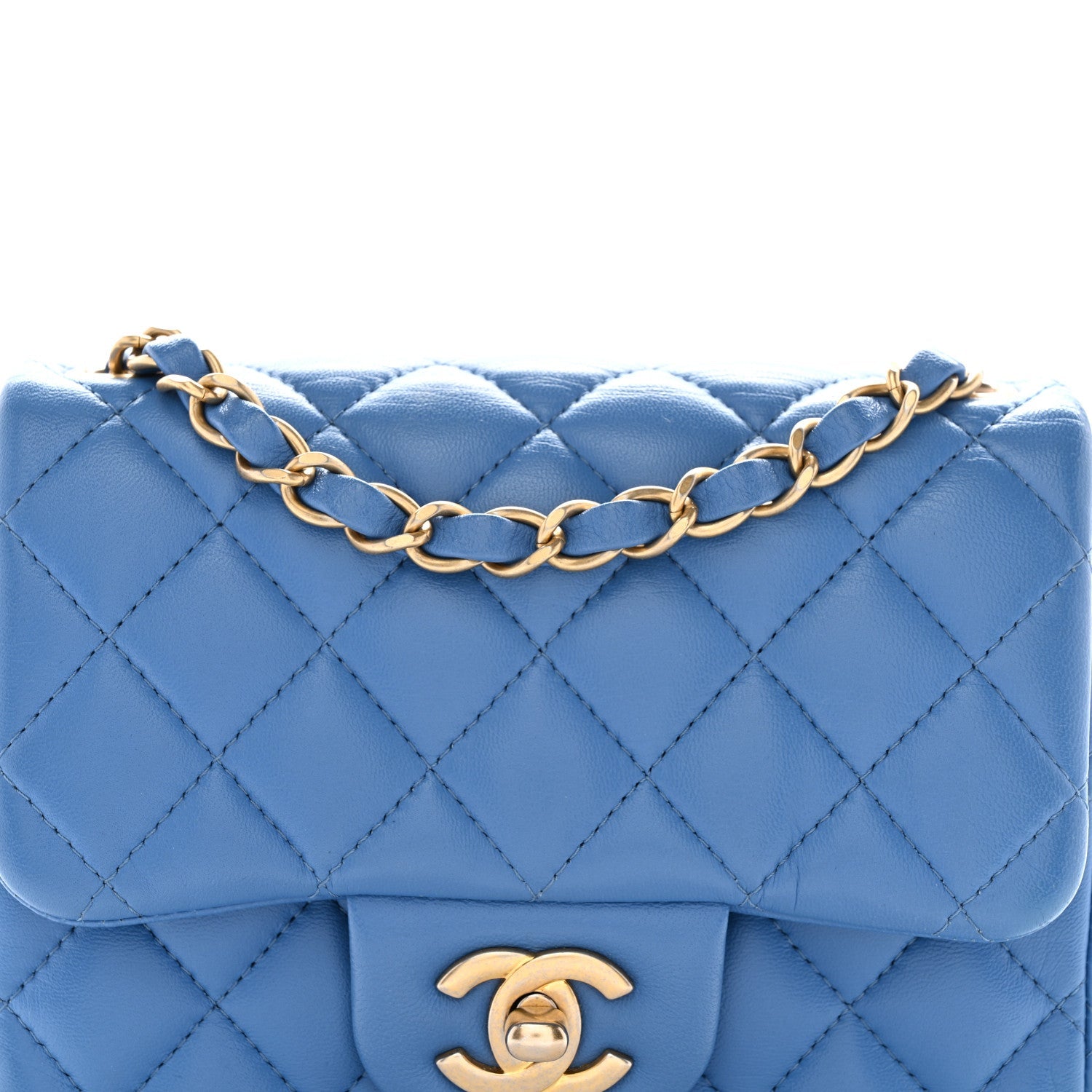 Chanel Lambskin Quilted Mini Square Flap Blue 8 of 10