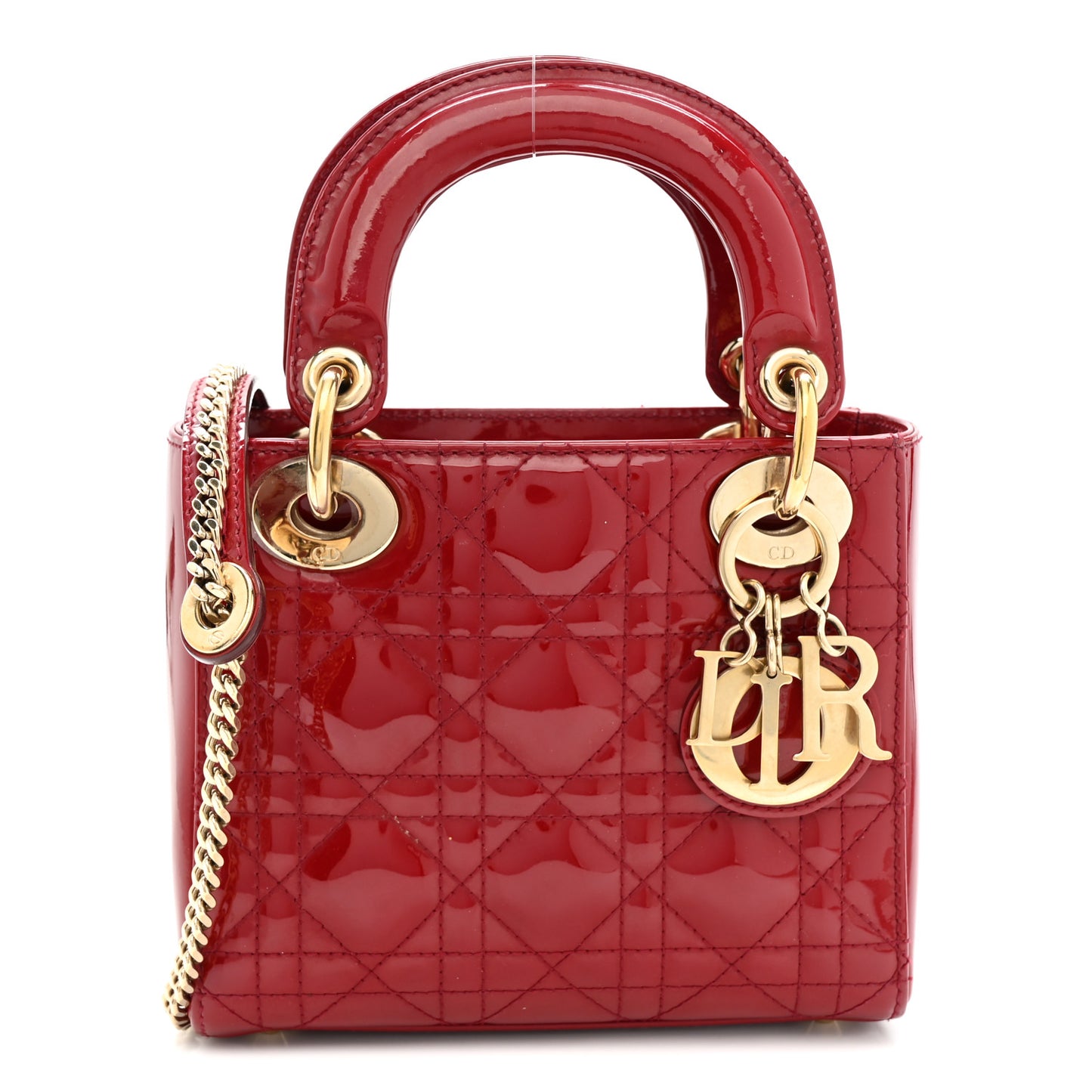 Patent Cannage Mini Lady Dior Red