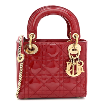 Christian Dior Patent Cannage Mini Lady Dior Red 1 of 10